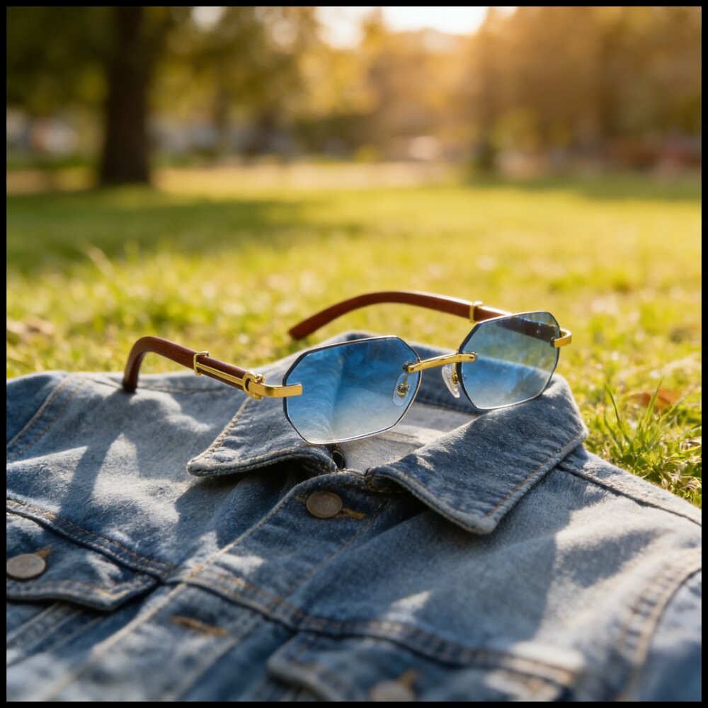 Retro Rimless Rectangle Sunglasses Frameless Mini… - image 7